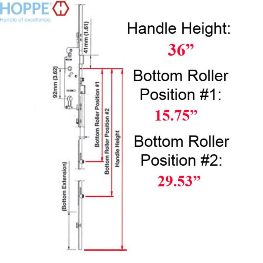 Hoppe 16mm Manual 4 Roller Gear, 35/92, @15.75 & 29.53", 1/2" D/B - 8778883