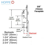Hoppe 16mm Manual Gear, 35/92 Shootbolt, 1" Deadbolt, 39.62 Handle Height