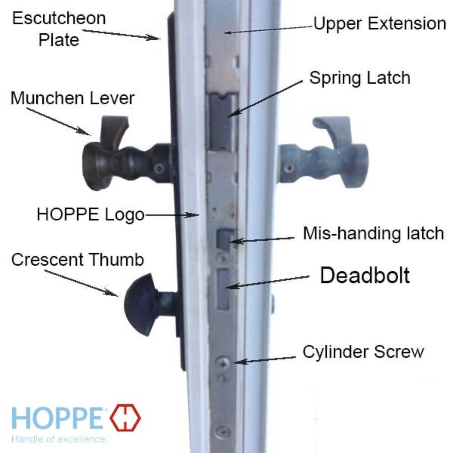 Hoppe 16mm Manual Gear, 35/92 Shootbolt, 1" Deadbolt, 39.62 Handle Height