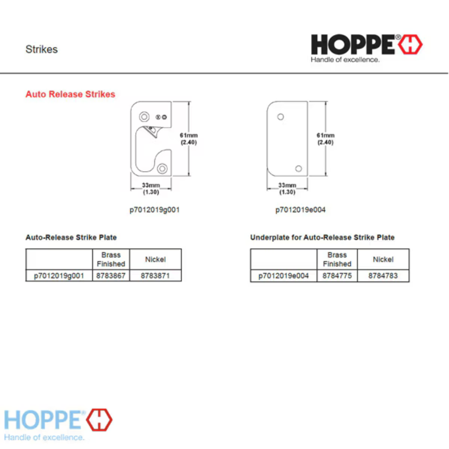 Strike Plate, RA6133, Auto-Release 1.30 x 2.40 - Nickel, 850-8783871