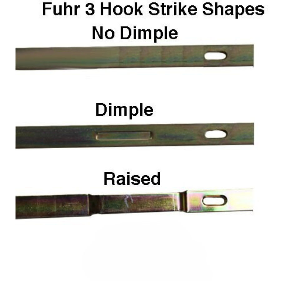 Fuhr Sliding door Strike Plate, 16mm Flat Radius Ends with dimple - YDI