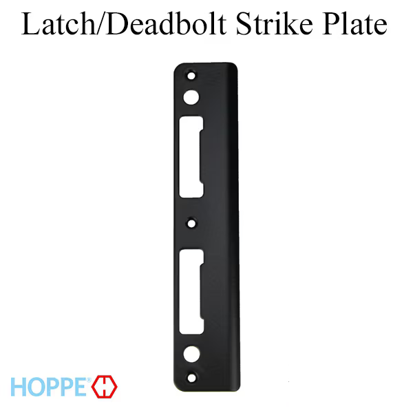 LATCH & DEADBOLT STRIKE PLATE, 1.74 X 8.82 CURVED LIP - MATTE BLACK