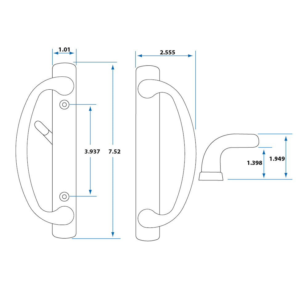 88060006 Charlotte Sliding Door Handle Set in Antique Brass Finish fits 3-15/16″ CTC Screw Holes