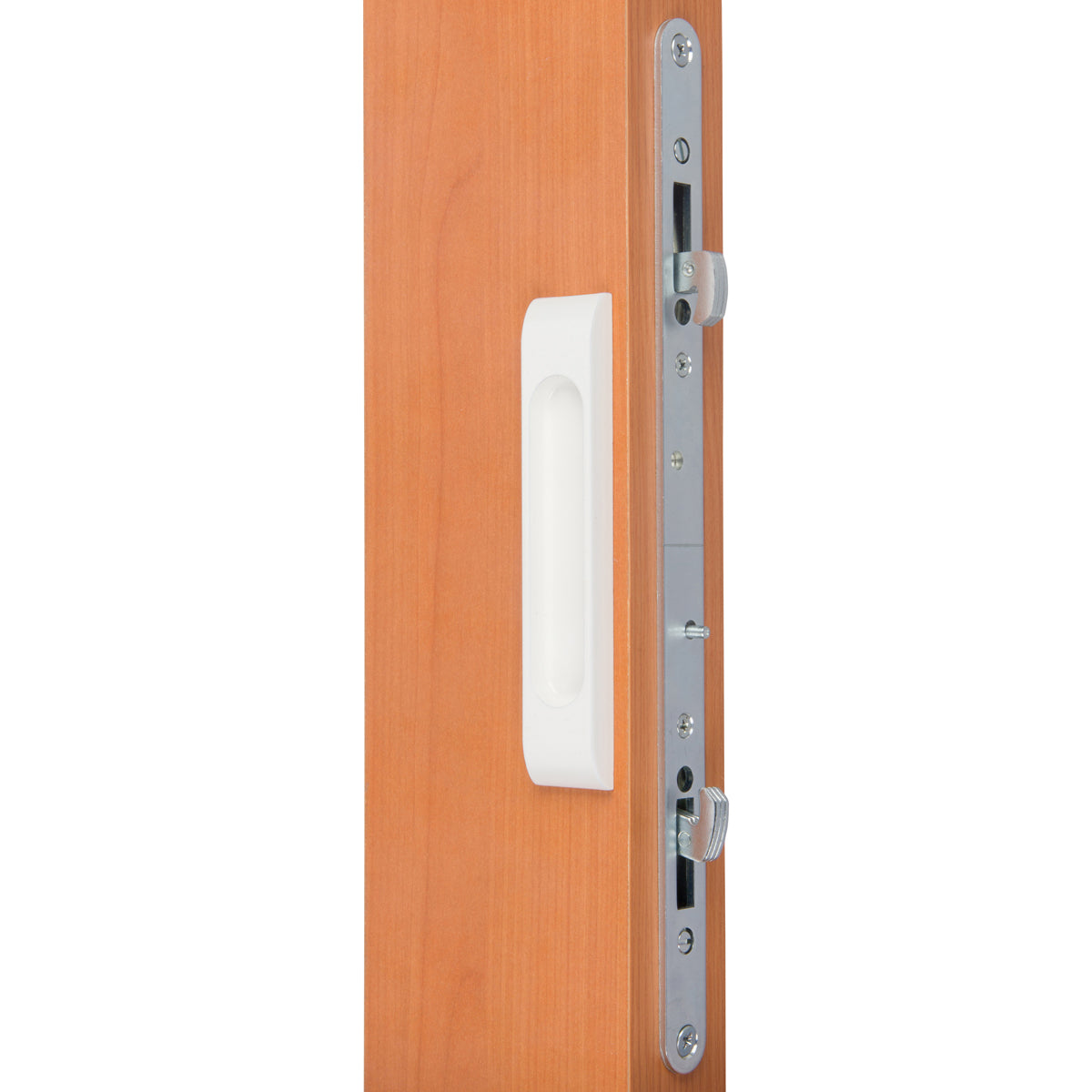 88320011OWH- Rockwell Sarasota Sliding Door Handleset with Exterior Finger Pull in White Finish