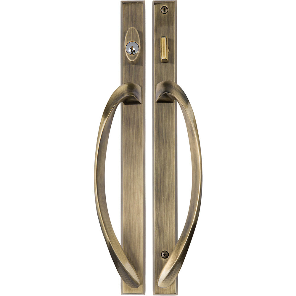 88350636 ROCKWELL LAGUNA CONTEMPORARY KEYED ENTRY SLIDING PATIO DOOR HANDLE IN ANTIQUE BRASS FINISH