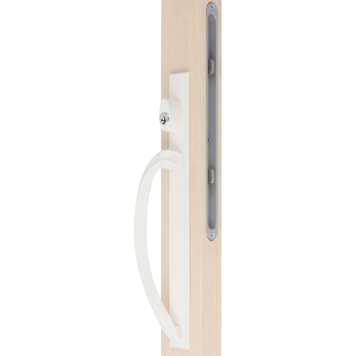 88350611 ROCKWELL LAGUNA CONTEMPORARY KEYED ENTRY SLIDING PATIO DOOR HANDLE IN WHITE FINISH