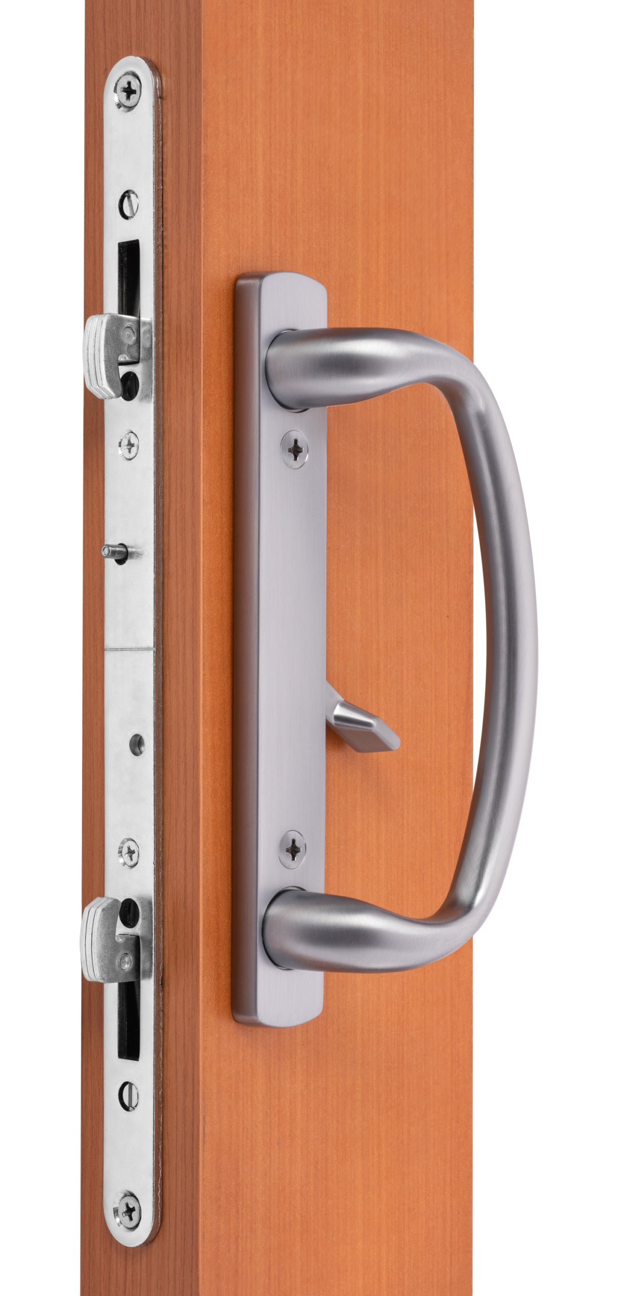 89060002 EURO-CHARLOTTE SLIDING DOOR HANDLE SET IN BRUSHED STAINLESS FINISH FITS 3-15/16" CTC SCREW HOLES