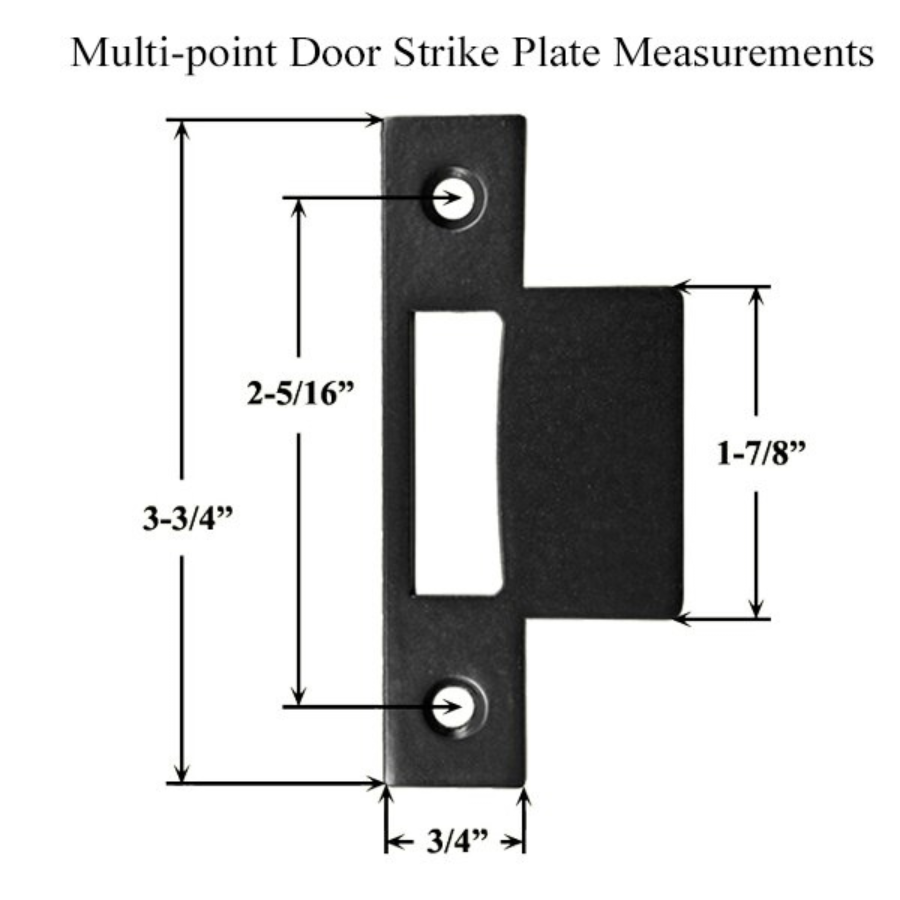 MULTI-POINT DOOR STRIKE PLATES, FOR 2-1/4 INCH THICK DOOR - BLACK POWDER COAT