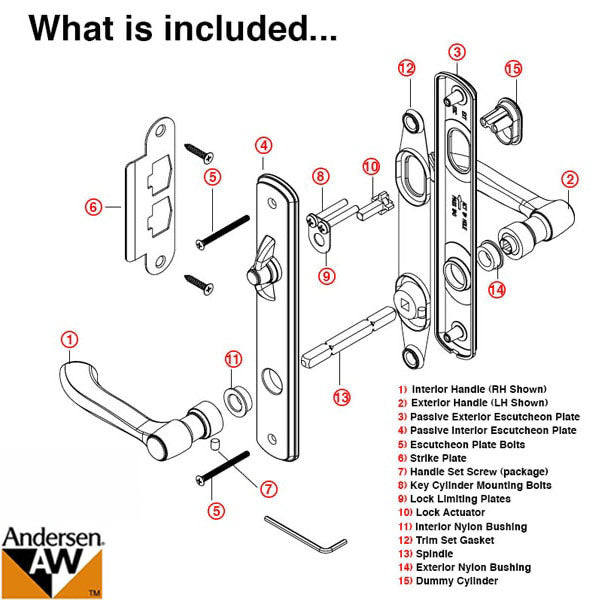 Andersen Door Handle Albany Active Single Hinged Door Hardware Stone - 9007547