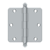 3-1/2" x 3-1/2" x 1/4" Radius Hinge, w/ Ball Tips