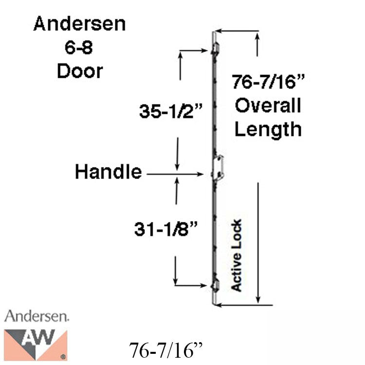 Andersen Multipoint Lock for A-Series Hinged Doors, 76-7/16", 2008-Present