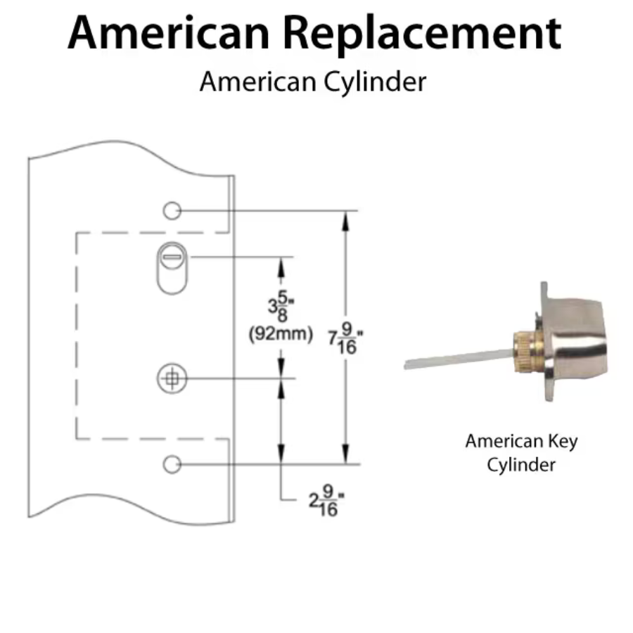 MULTIPOINT TRIM, 2 X 10-1/2 INCH, AMERICAN CYLINDER SANDCAST BRONZE HANDLESET