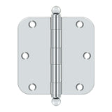 3-1/2" x 3-1/2" x 5/8" Radius Hinge, w/ Ball Tips