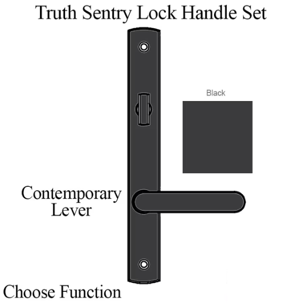 TRUTH SENTRY LOCK HANDLE SET, CONTEMPORARY, PAINTED OVER ZINC, BLACK - 97453040