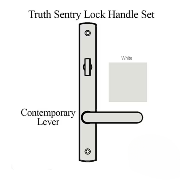 Truth Sentry Lock Handle Set, Contemporary, Painted Over Zinc, White - ACTIVE- BLEMISHED