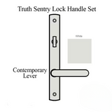 Truth Sentry Lock Handle Set, Contemporary, Painted Over Zinc, White - ACTIVE- BLEMISHED
