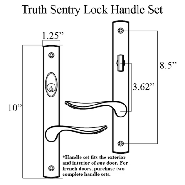 TRUTH SENTRY LOCK HANDLE SET, CONTEMPORARY, PAINTED OVER ZINC, BLACK - 97453040