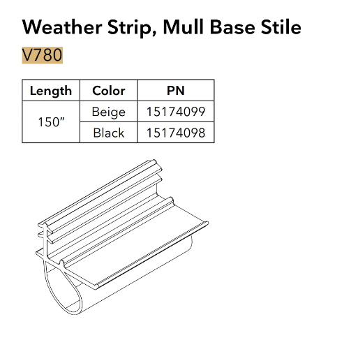 Marvin Inactive Panel V780 Stile Weatherstrip, 92-15/32'' - Beige