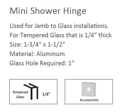 Mini Hinge for 1/4" Glass Shower Doors in Polished Chrome Finish