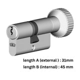 Ferco BKS Knob Cylinder Normal 8806N Size: Z31-K45 3 keys different