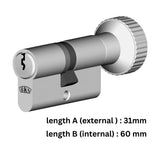 Ferco BKS Knob Cylinder Normal 8806N Size: Z31-K60 3 keys different