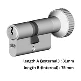 Ferco BKS Knob Cylinder Normal 8806N Size: Z31-K75 3 keys different