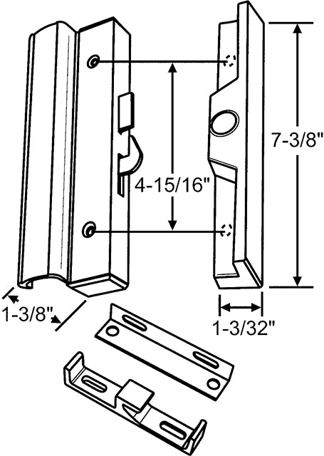 Slide-Co 14206 Non Handed Universal Sliding Glass Door Handle Set, Aluminum 13-152