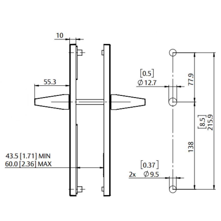 Interlock/Assa Abloy - SPUR SWING DOOR HANDLE SET DUMMY 92MM- PVD BRUSHED NICKLE