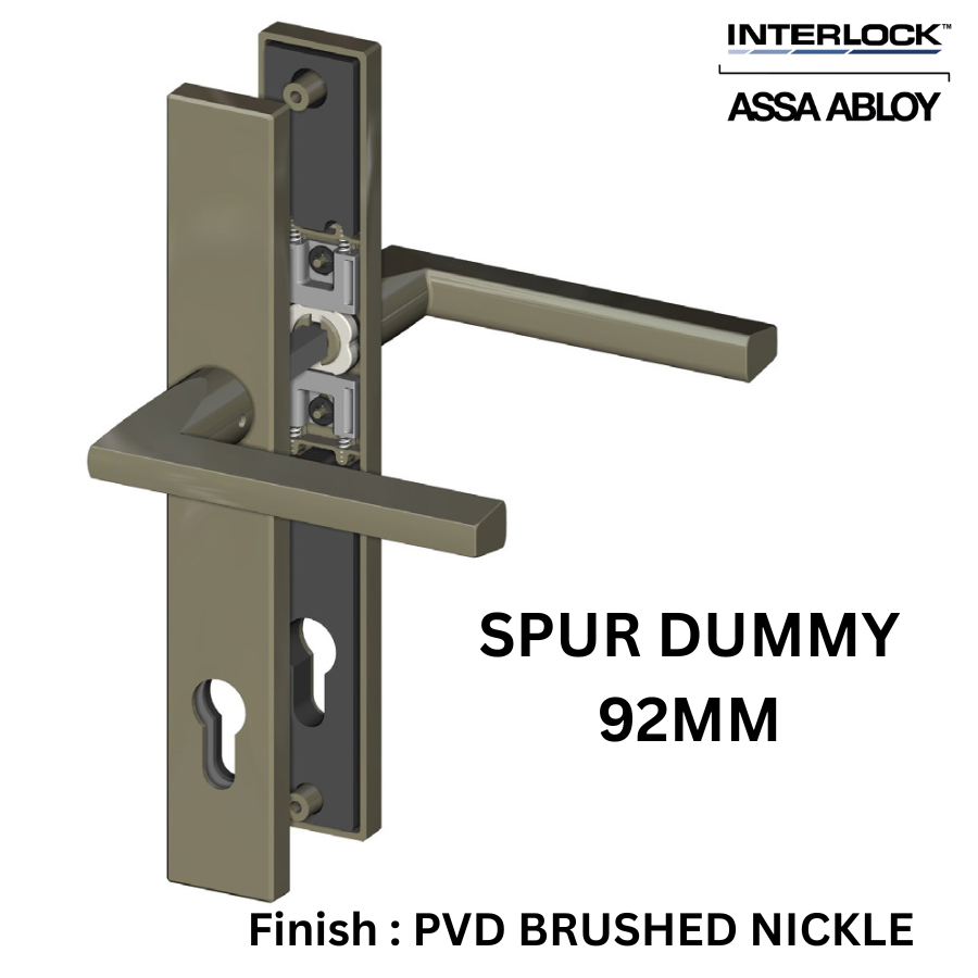 Interlock/Assa Abloy - SPUR SWING DOOR HANDLE SET DUMMY 92MM- PVD BRUSHED NICKLE