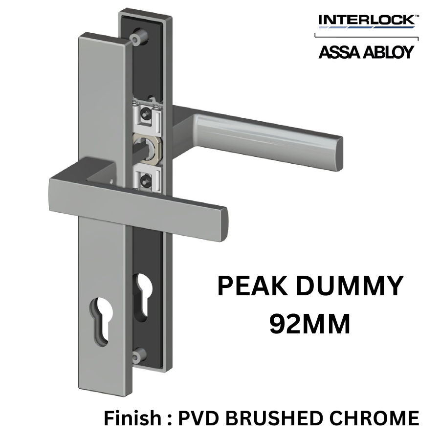 Interlock/Assa Abloy - PEAK SWING DOOR HANDLE SET DUMMY 92MM- PVD BRUSHED CHROME