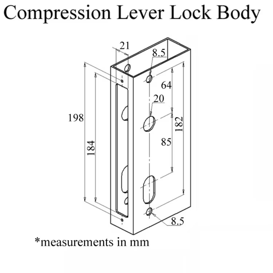 INTERLOCK LEVER COMPRESSION 24MM 2-4-POINT LOCK, 40/85, 1" DEADBOLT THROW, 1" ROD THROW