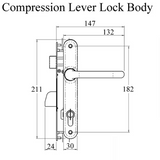 INTERLOCK LEVER COMPRESSION 24MM 2-4-POINT LOCK, 40/85, 1" DEADBOLT THROW, 1" ROD THROW