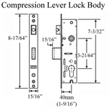 INTERLOCK LEVER COMPRESSION 24MM 2-4-POINT LOCK, 40/85, 1" DEADBOLT THROW, 1" ROD THROW