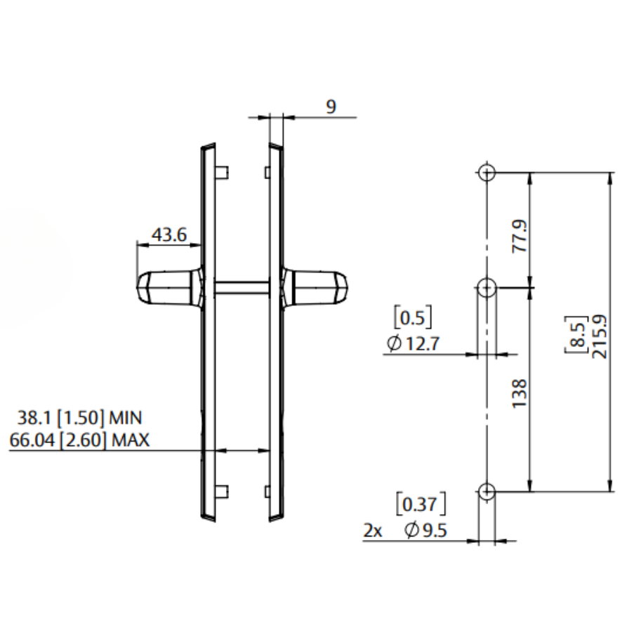 Interlock/Assa Abloy ARIA SWING DOOR HANDLE SET PATIO 92MM- DARK BRONZE