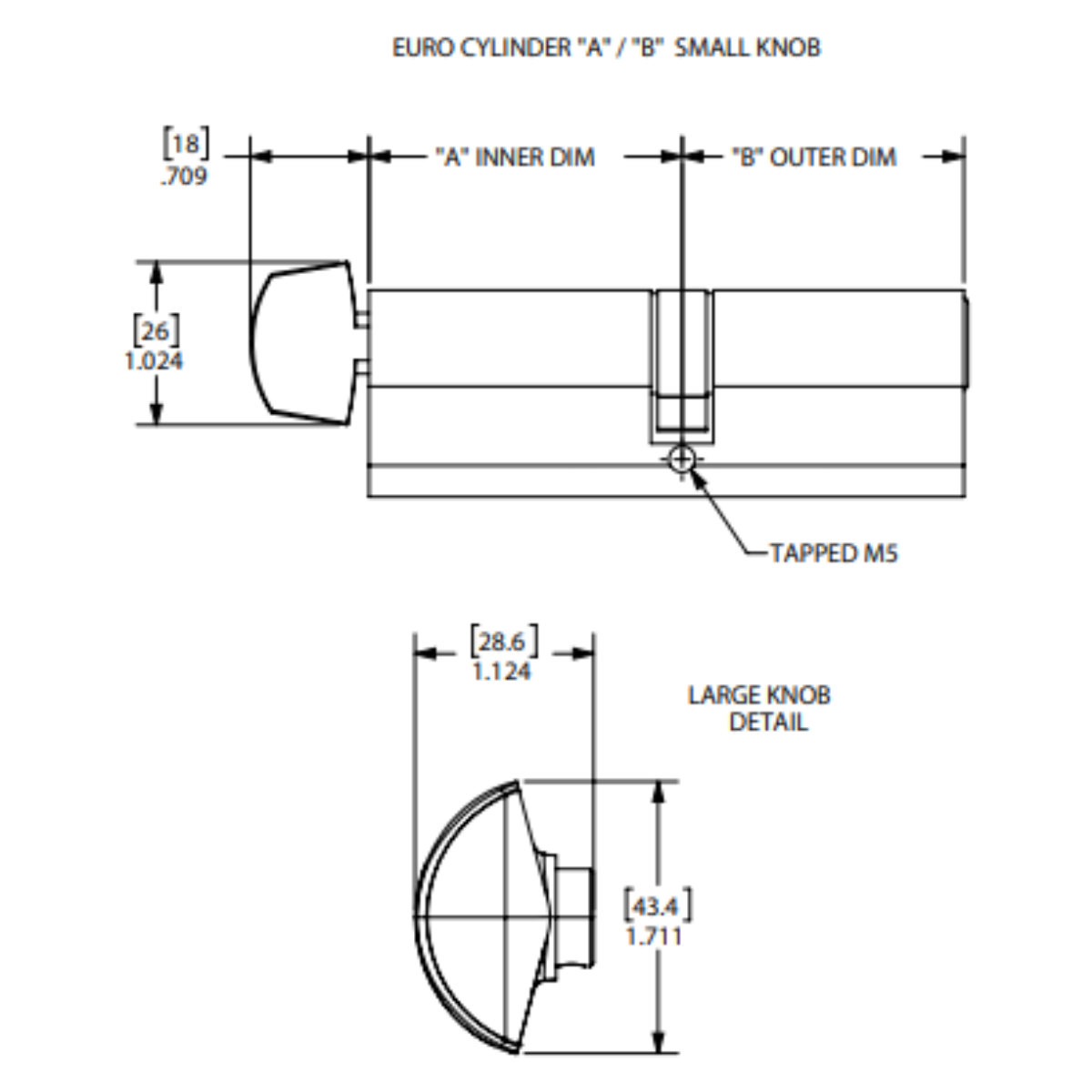 INTERLOCK Euro Profile Cylinder 35/35 Key outside / Small Thumbturn inside, Brushed Nickle
