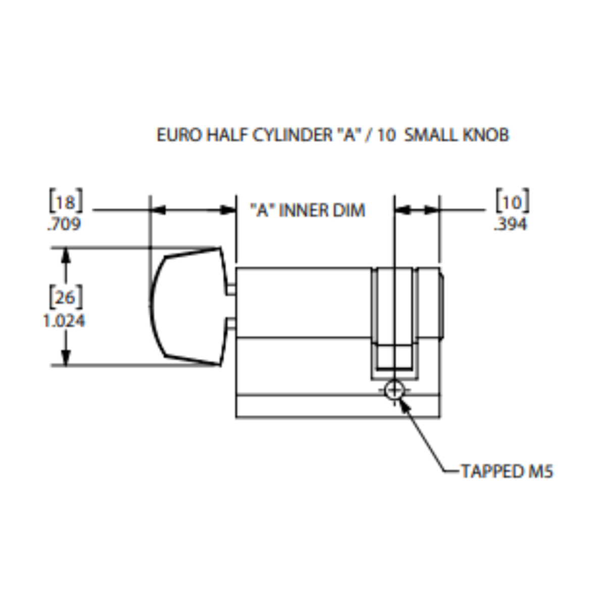 INTERLOCK Euro Profile Cylinder 65/10 Half cylinder with thumbturn inside - Black