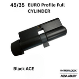 INTERLOCK Euro Profile Cylinder 45/35 Key outside / Small Thumbturn inside, Black Ace