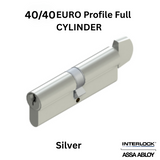 INTERLOCK Euro Profile Cylinder 40/40 Key outside / Small Thumbturn inside, Silver