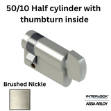 INTERLOCK Euro Profile Cylinder 50/10 Half cylinder with thumbturn inside - Brushed Nickle
