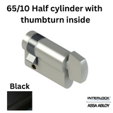 INTERLOCK Euro Profile Cylinder 65/10 Half cylinder with thumbturn inside - Black