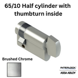 INTERLOCK Euro Profile Cylinder 65/10 Half cylinder with thumbturn inside - Brushed Chrome