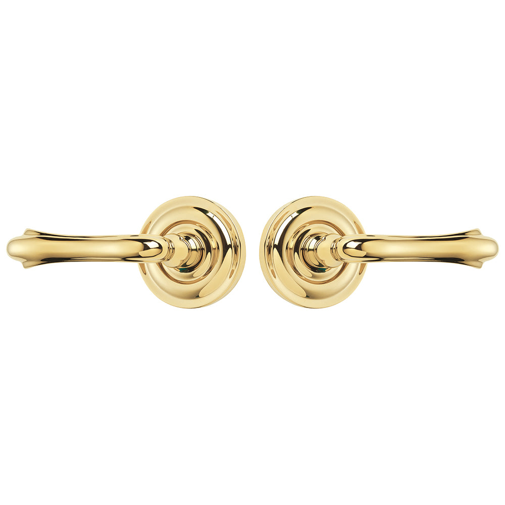 EAB1111PVD Rockwell Premium Solid Brass Bourne Lever Passage Set in Lifetime Brass with Concealed Screws