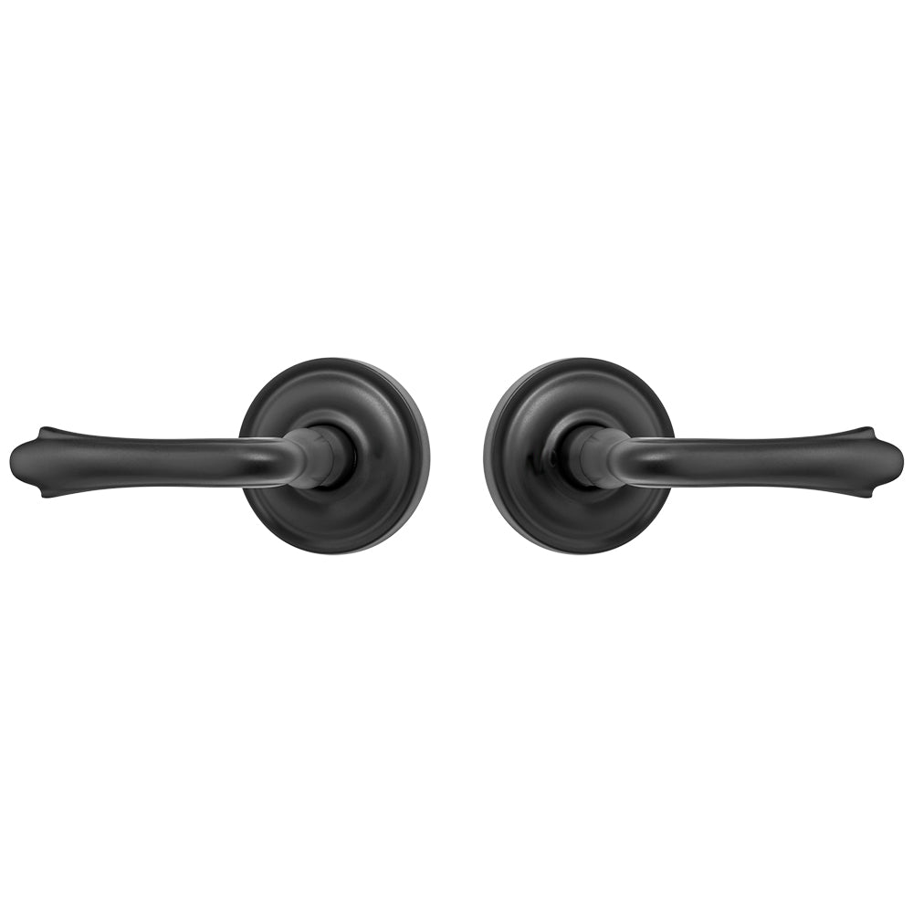 EAB1111US10B Rockwell Premium Solid Brass Bourne Lever Passage Set in Antique Black with Concealed Screws