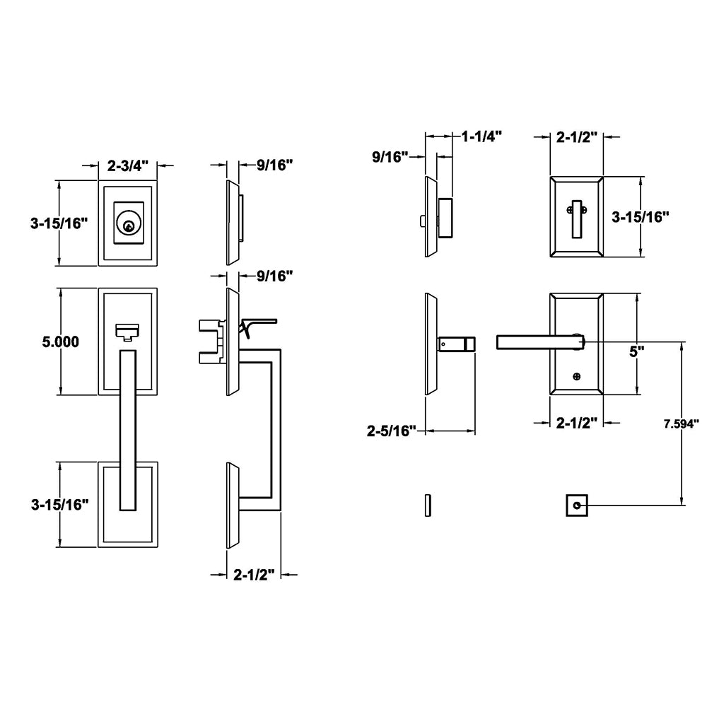 EAGH310DL10B Rockwell Premium Zenia Solid Brass Entry Door Handle Set with Delta Lever in Antique Black Finish for 5-1/2" Double Bore