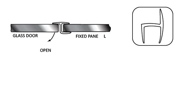 EW10HJ-98 “H” Jamb seal for use on 3/8″ thick glass doors