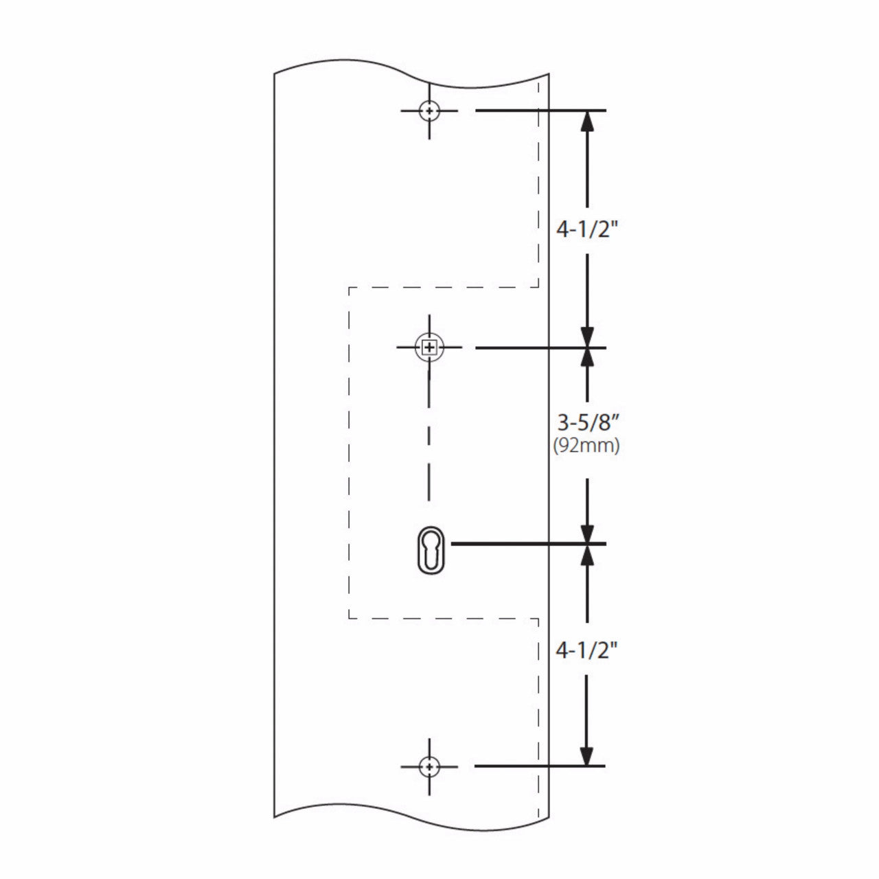 Emtek 1L1R51 Multi Point Lock Trim (Large Multi Point Entry Set) - Brass Plates, Modern Rectangular Style (2.9" x 17.5"), Keyed with Euro Cylinder Hub BELOW Handle