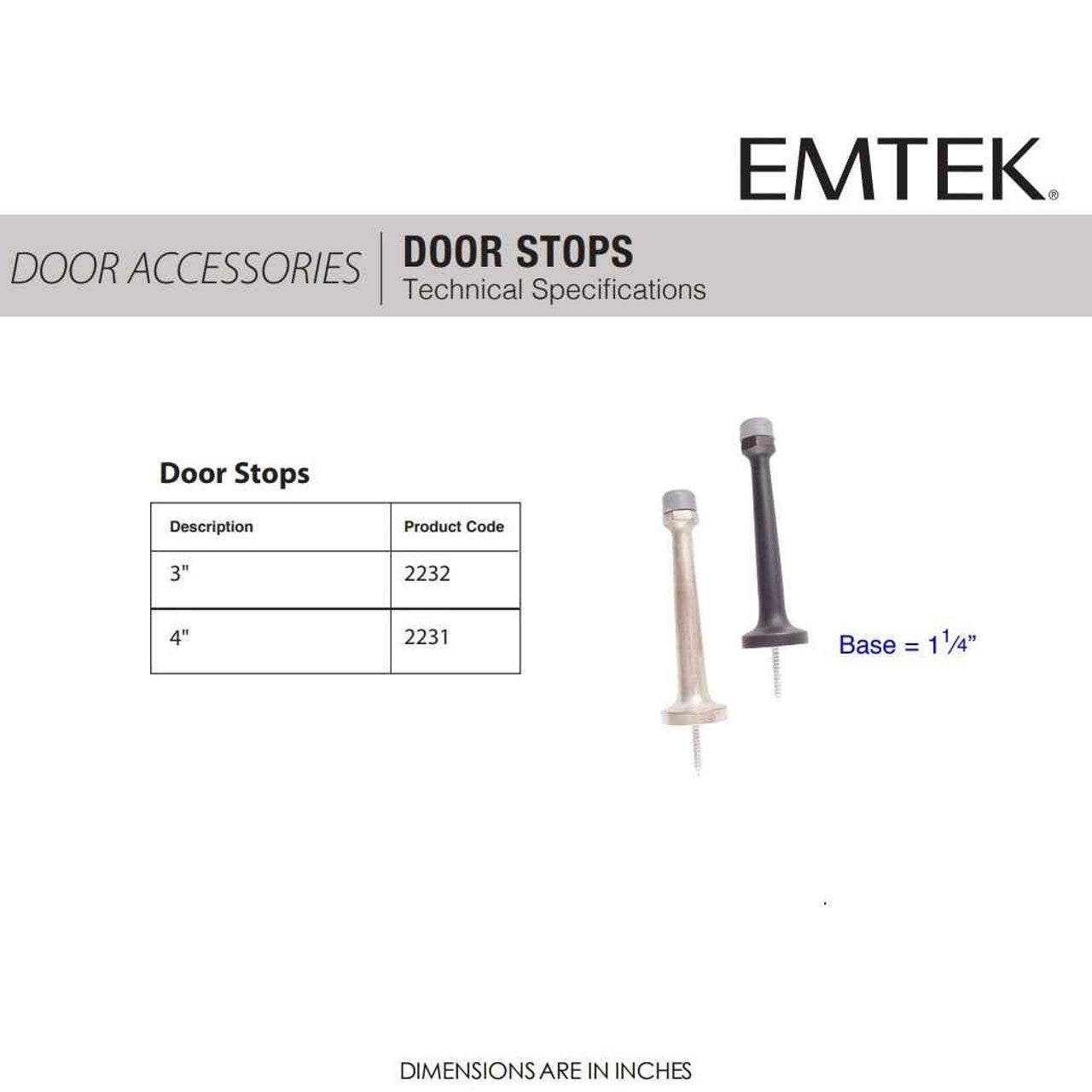Emtek 2231 4 Inch Solid Door Stop