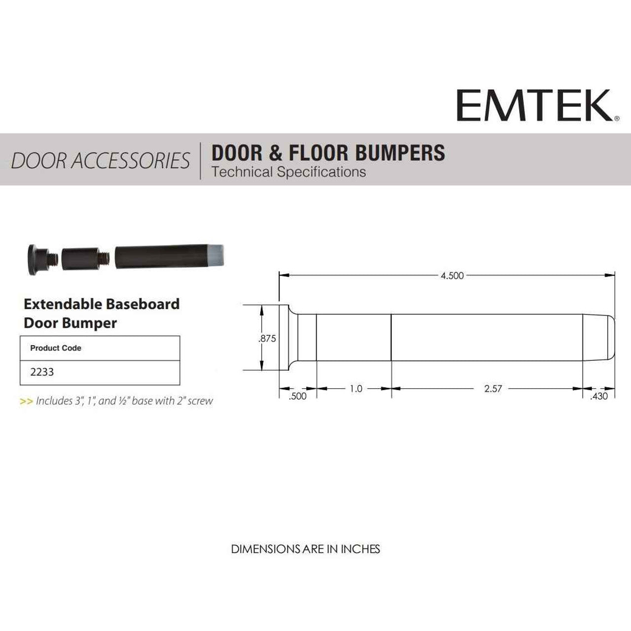 Emtek 2233 Extendable Baseboard Door Bumper