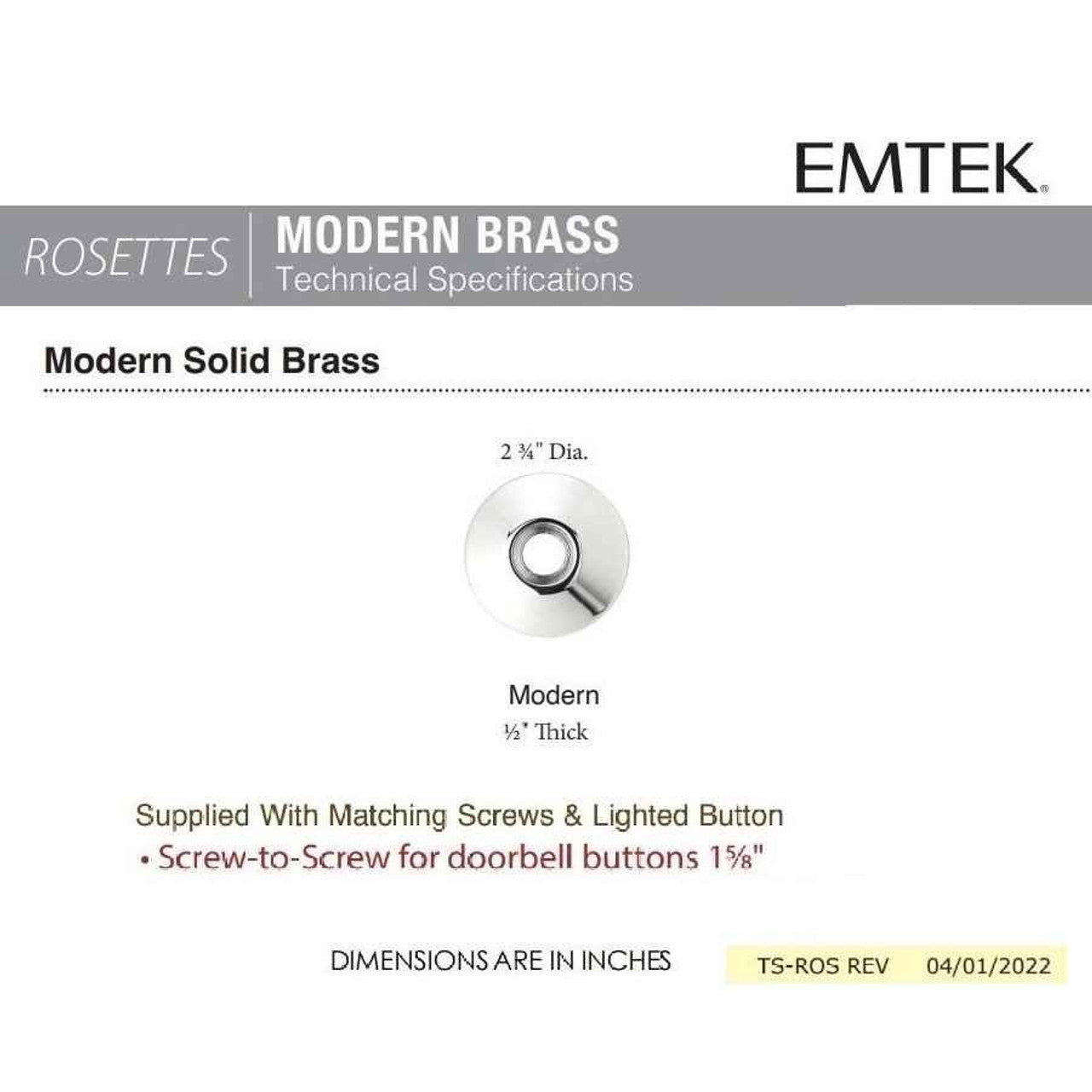 Emtek 2457 Brass Modern Door Bell Cover