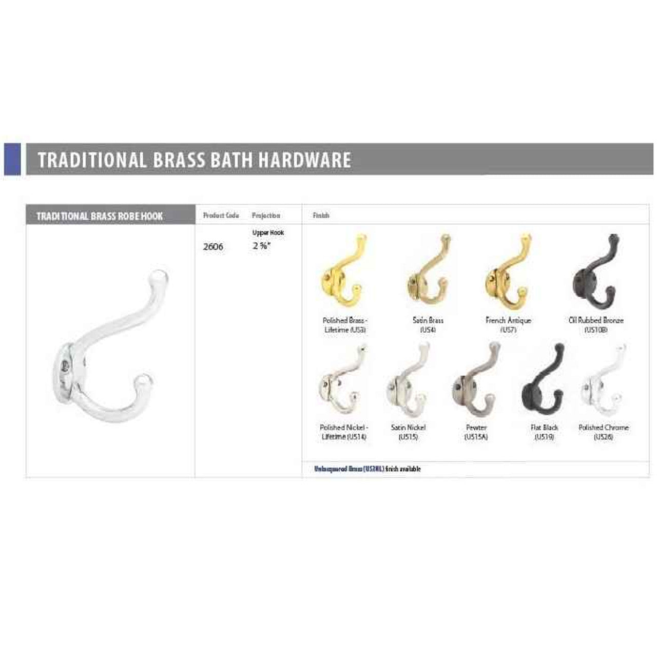 Emtek 2606 Brass Robe Hook